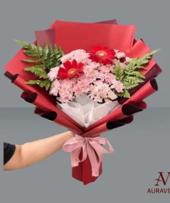 Hand Bouquets – Red Gerbera & Chrysant
